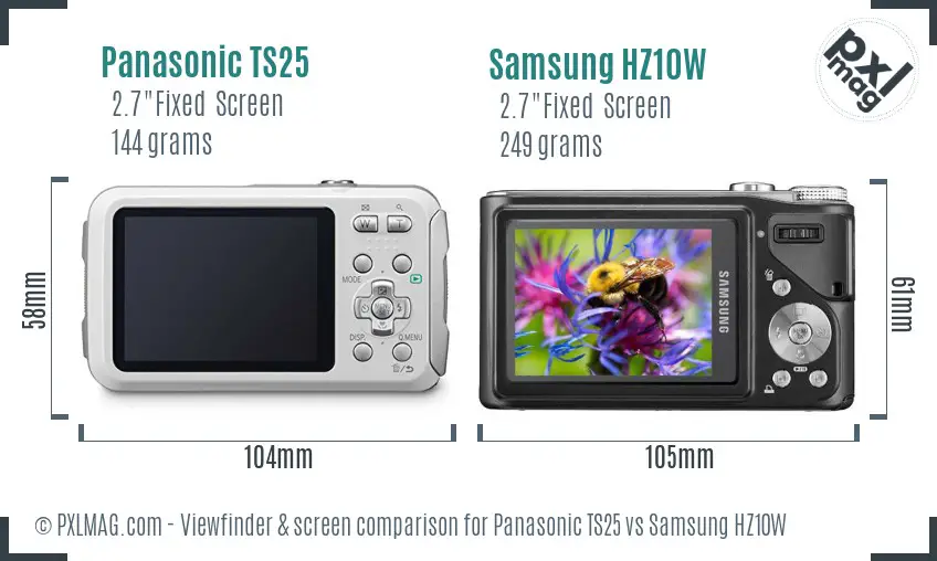 Panasonic TS25 vs Samsung HZ10W Screen and Viewfinder comparison Panasonic TS25 vs Samsung HZ10W Screen and Viewfinder comparison