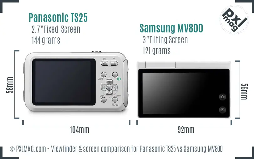 Panasonic TS25 vs Samsung MV800 Screen and Viewfinder comparison