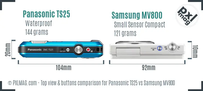 Panasonic TS25 vs Samsung MV800 top view buttons comparison