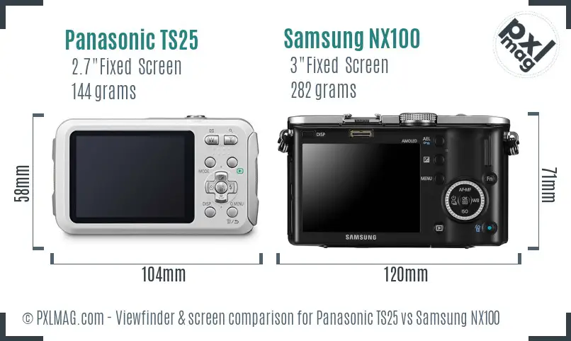 Panasonic TS25 vs Samsung NX100 Screen and Viewfinder comparison