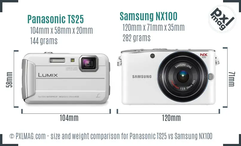 Panasonic TS25 vs Samsung NX100 size comparison Panasonic TS25 vs Samsung NX100 size comparison