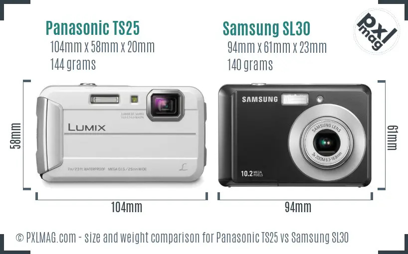 Panasonic TS25 vs Samsung SL30 size comparison Panasonic TS25 vs Samsung SL30 size comparison