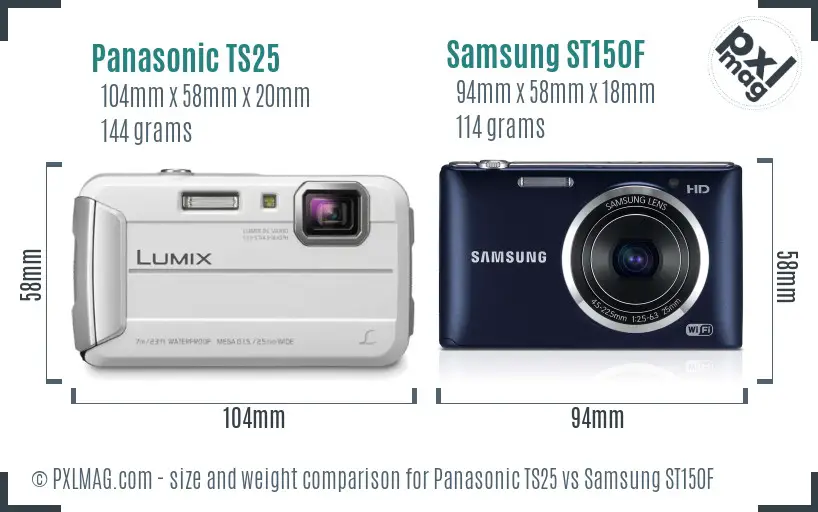 Panasonic TS25 vs Samsung ST150F size comparison