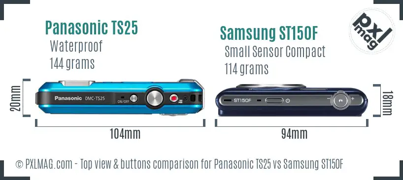 Panasonic TS25 vs Samsung ST150F top view buttons comparison