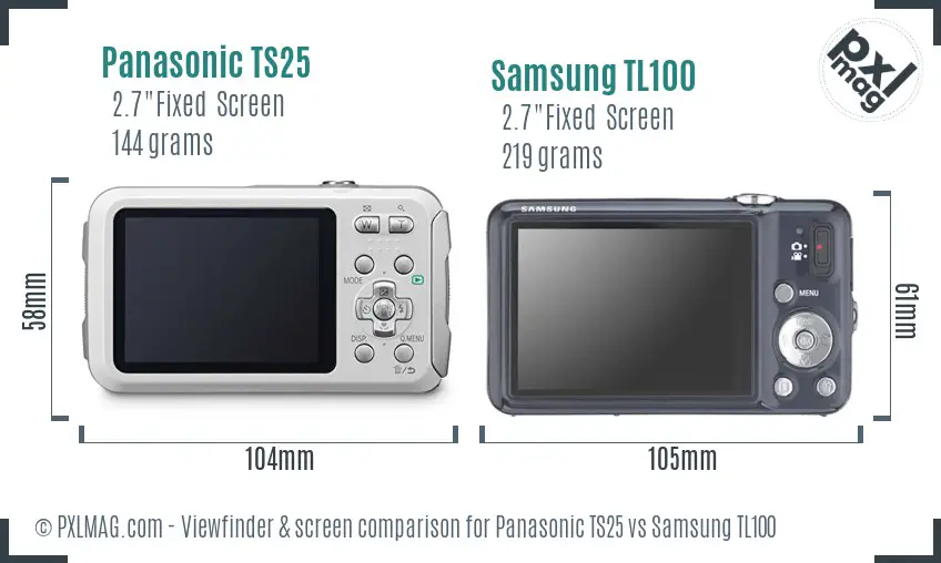 Panasonic TS25 vs Samsung TL100 Screen and Viewfinder comparison
