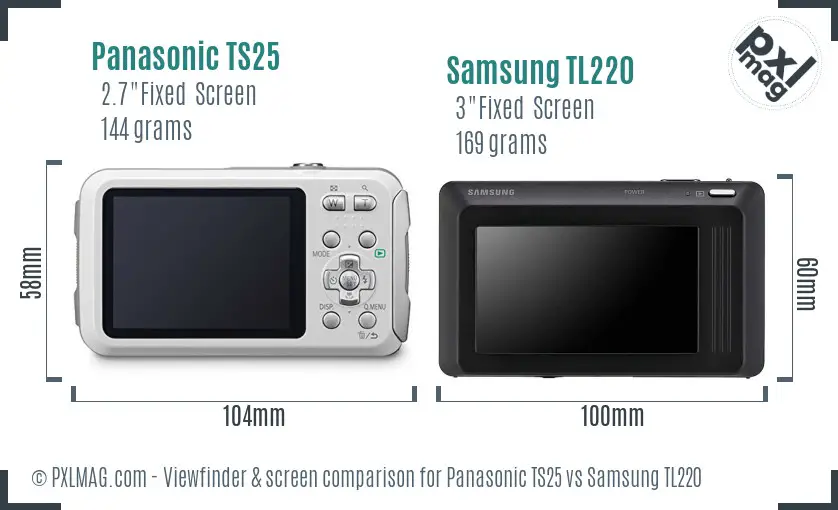 Panasonic TS25 vs Samsung TL220 Screen and Viewfinder comparison Panasonic TS25 vs Samsung TL220 Screen and Viewfinder comparison