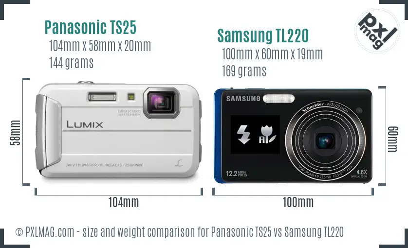 Panasonic TS25 vs Samsung TL220 size comparison Panasonic TS25 vs Samsung TL220 size comparison