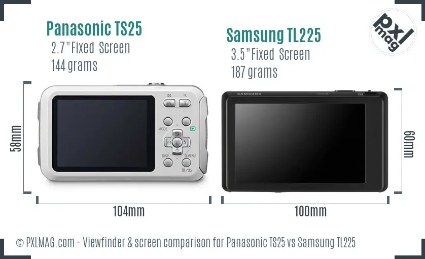 Panasonic TS25 vs Samsung TL225 Screen and Viewfinder comparison