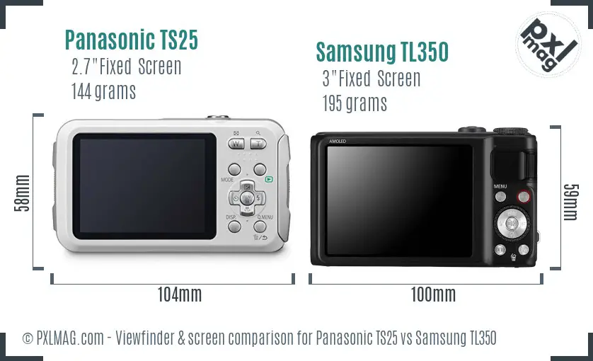Panasonic TS25 vs Samsung TL350 Screen and Viewfinder comparison Panasonic TS25 vs Samsung TL350 Screen and Viewfinder comparison