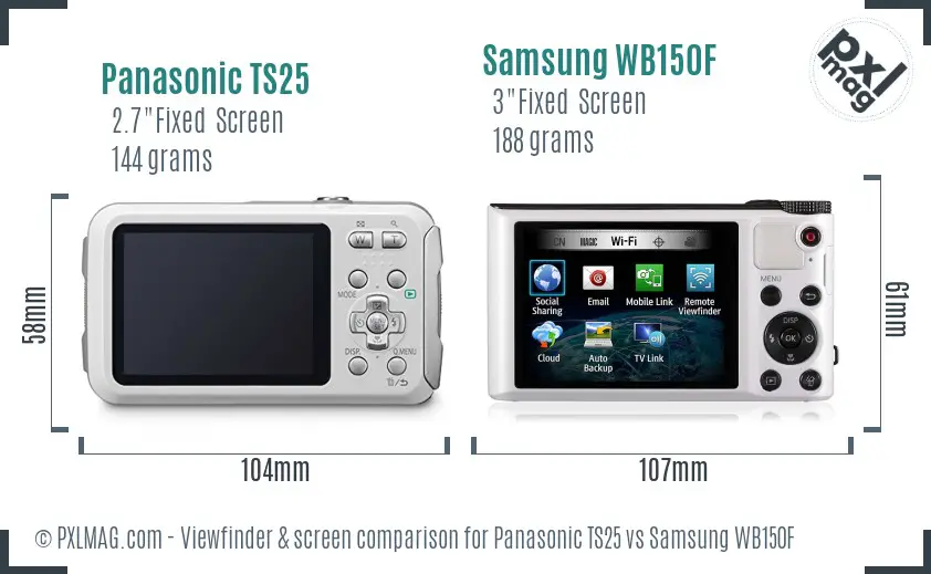 Panasonic TS25 vs Samsung WB150F Screen and Viewfinder comparison