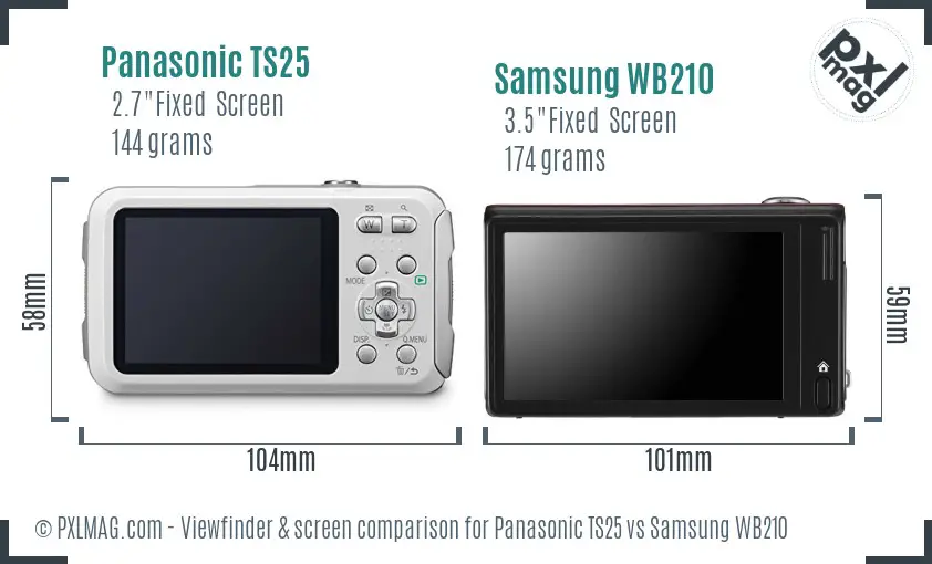 Panasonic TS25 vs Samsung WB210 Screen and Viewfinder comparison