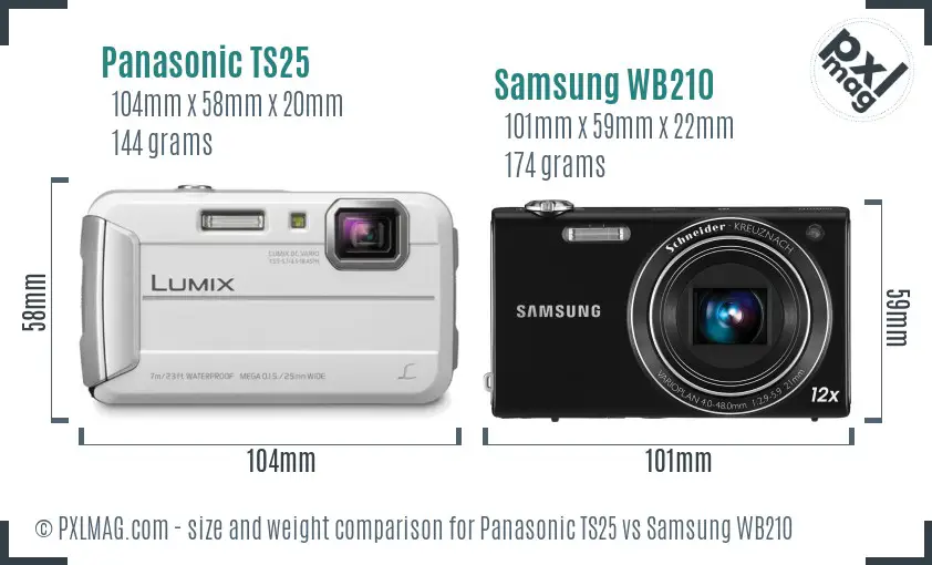 Panasonic TS25 vs Samsung WB210 size comparison