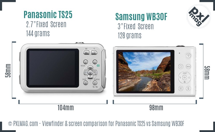 Panasonic TS25 vs Samsung WB30F Screen and Viewfinder comparison