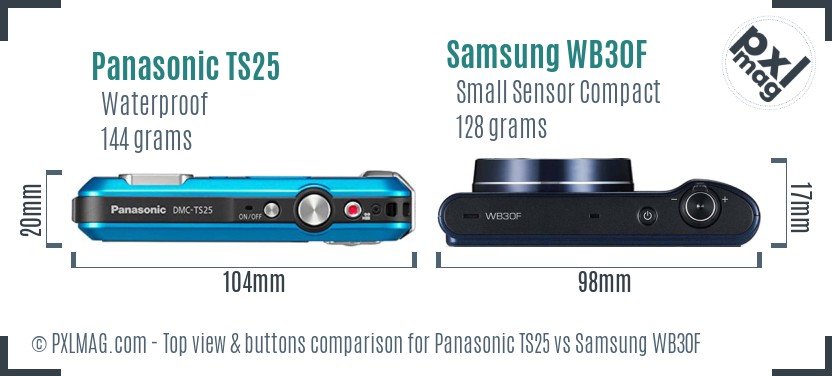 Panasonic TS25 vs Samsung WB30F top view buttons comparison