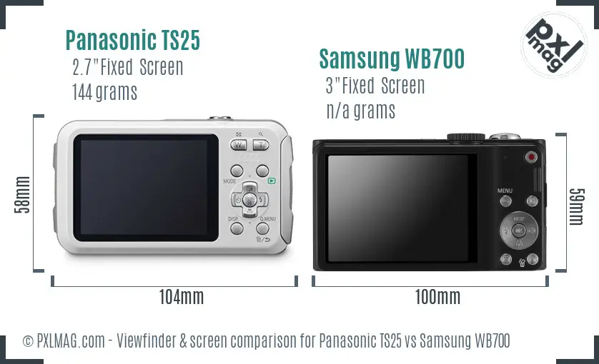 Panasonic TS25 vs Samsung WB700 Screen and Viewfinder comparison