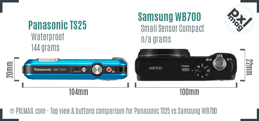 Panasonic TS25 vs Samsung WB700 top view buttons comparison