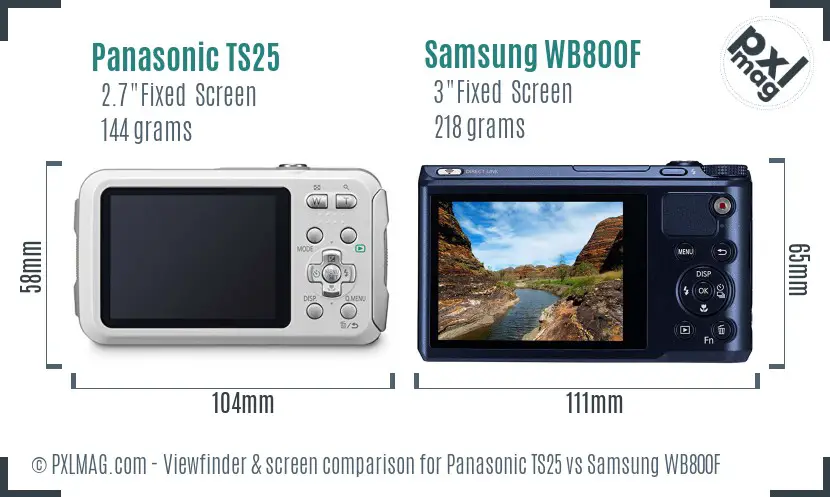 Panasonic TS25 vs Samsung WB800F Screen and Viewfinder comparison Panasonic TS25 vs Samsung WB800F Screen and Viewfinder comparison