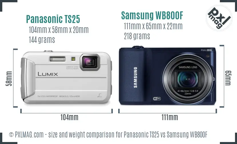 Panasonic TS25 vs Samsung WB800F size comparison Panasonic TS25 vs Samsung WB800F size comparison