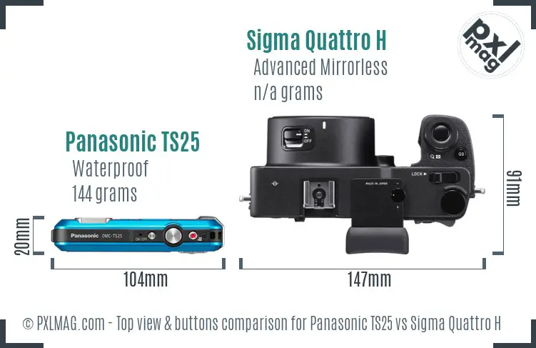 Panasonic TS25 vs Sigma Quattro H top view buttons comparison