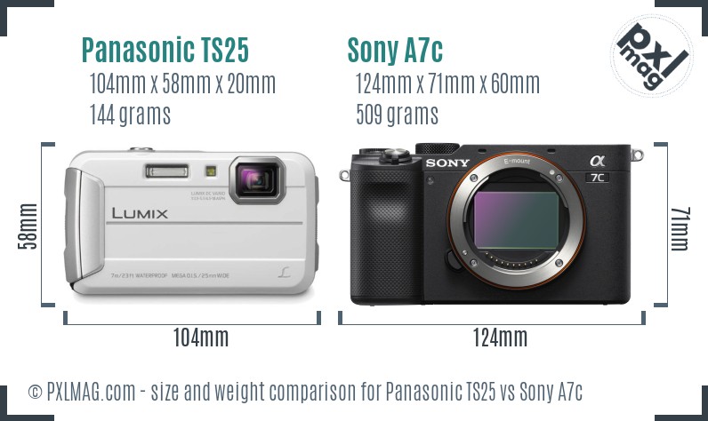 Panasonic TS25 vs Sony A7c size comparison Panasonic TS25 vs Sony A7c size comparison