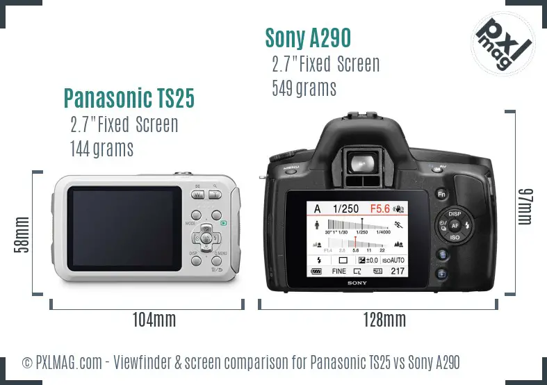 Panasonic TS25 vs Sony A290 Screen and Viewfinder comparison