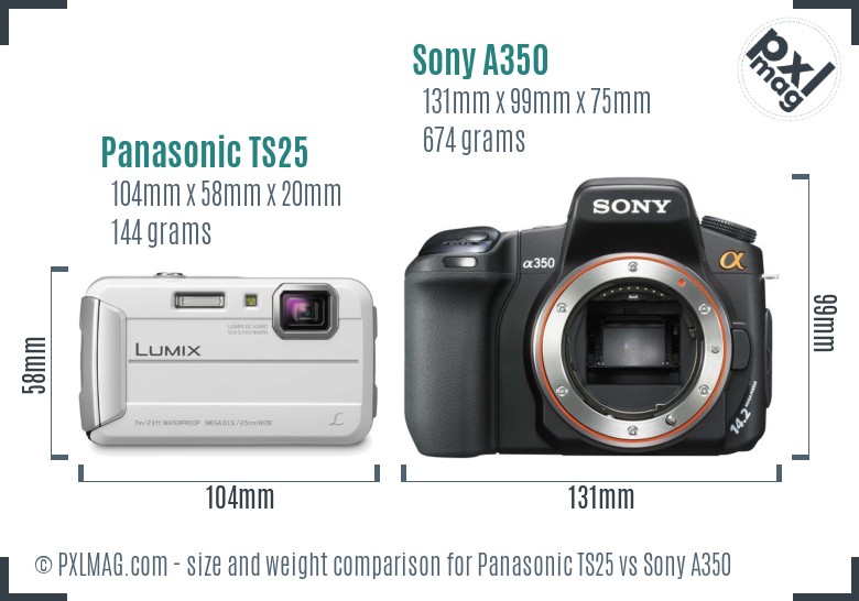 Panasonic TS25 vs Sony A350 size comparison Panasonic TS25 vs Sony A350 size comparison