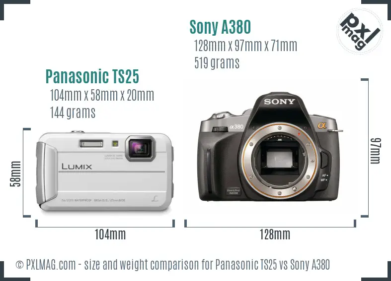 Panasonic TS25 vs Sony A380 size comparison Panasonic TS25 vs Sony A380 size comparison