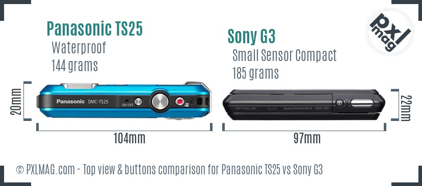Panasonic TS25 vs Sony G3 top view buttons comparison