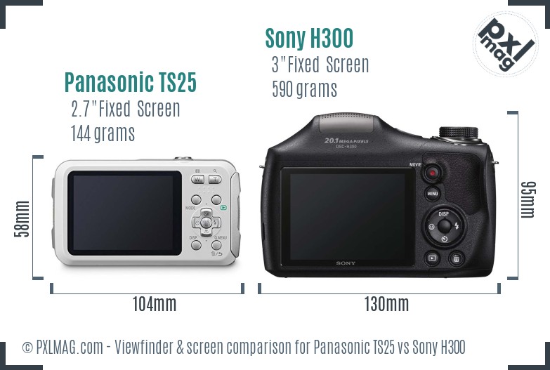 Panasonic TS25 vs Sony H300 Screen and Viewfinder comparison