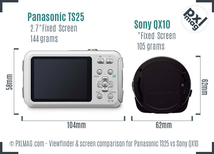 Panasonic TS25 vs Sony QX10 Screen and Viewfinder comparison