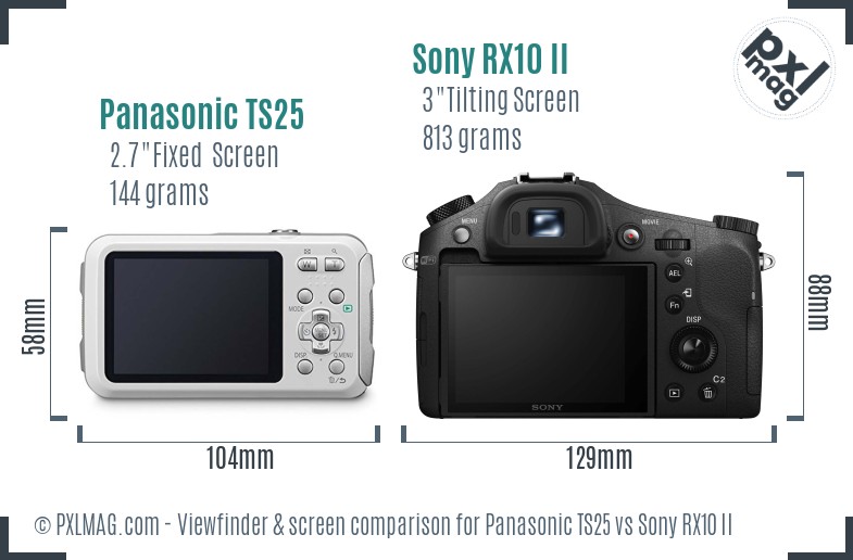 Panasonic TS25 vs Sony RX10 II Screen and Viewfinder comparison