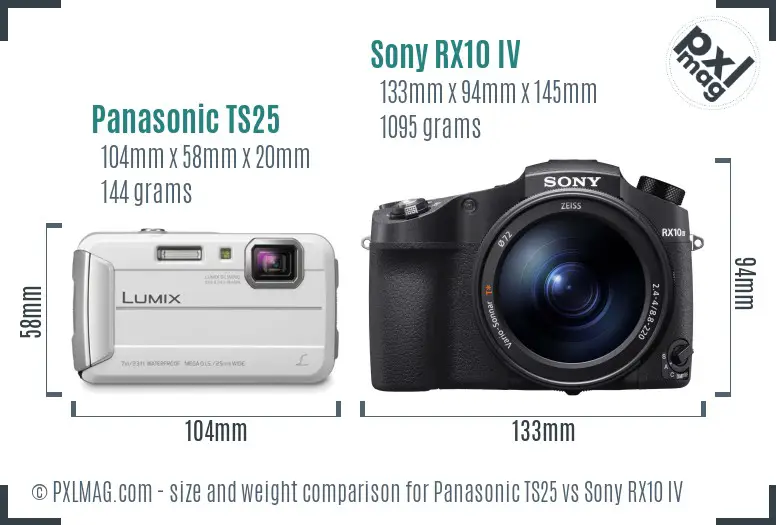 Panasonic TS25 vs Sony RX10 IV size comparison