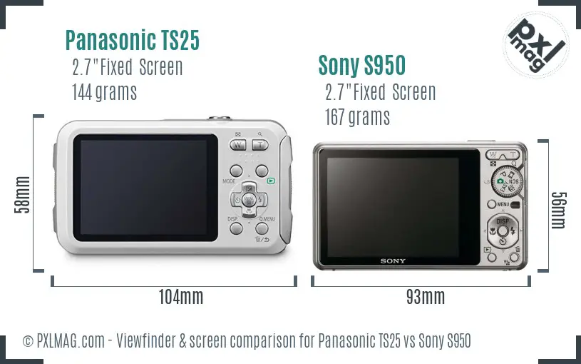 Panasonic TS25 vs Sony S950 Screen and Viewfinder comparison