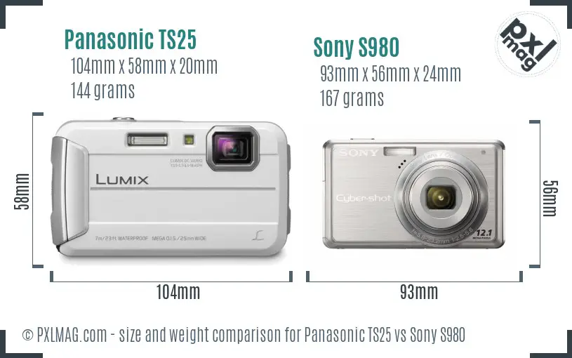 Panasonic TS25 vs Sony S980 size comparison Panasonic TS25 vs Sony S980 size comparison