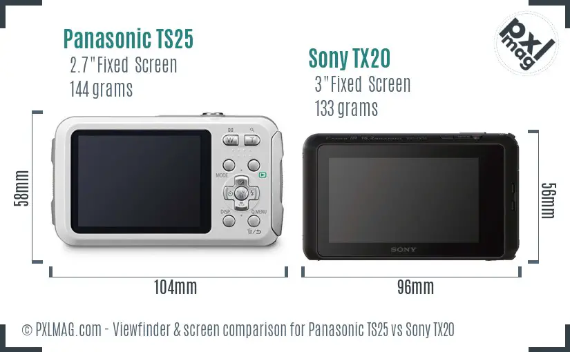 Panasonic TS25 vs Sony TX20 Screen and Viewfinder comparison Panasonic TS25 vs Sony TX20 Screen and Viewfinder comparison