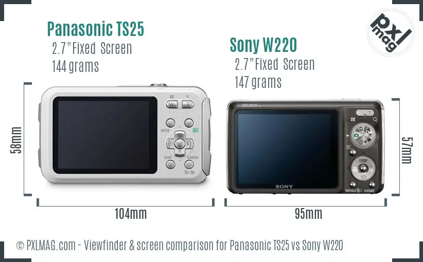 Panasonic TS25 vs Sony W220 Screen and Viewfinder comparison
