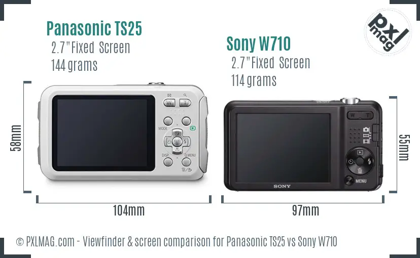 Panasonic TS25 vs Sony W710 Screen and Viewfinder comparison