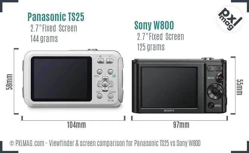 Panasonic TS25 vs Sony W800 Screen and Viewfinder comparison
