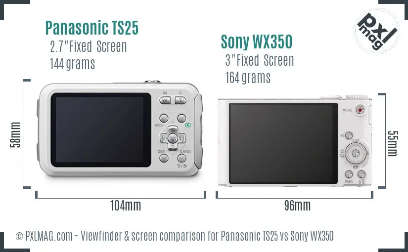 Panasonic TS25 vs Sony WX350 Screen and Viewfinder comparison