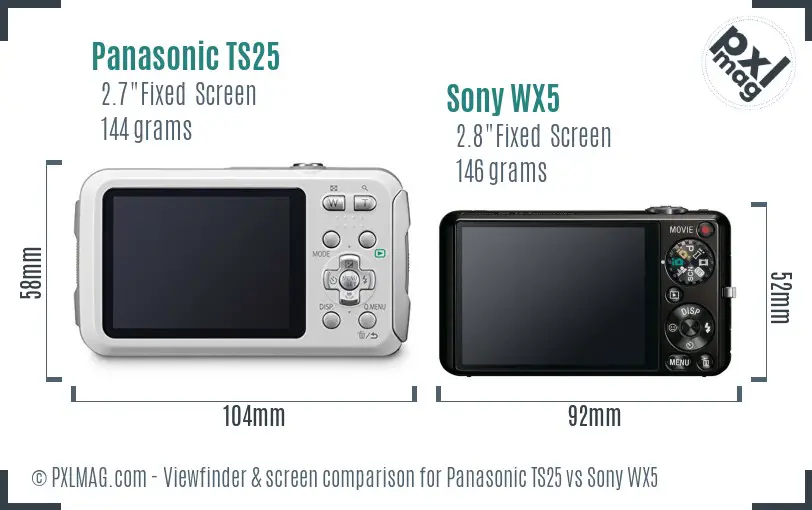 Panasonic TS25 vs Sony WX5 Screen and Viewfinder comparison