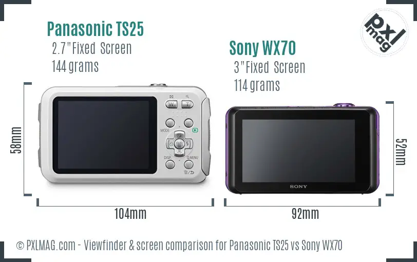 Panasonic TS25 vs Sony WX70 Screen and Viewfinder comparison Panasonic TS25 vs Sony WX70 Screen and Viewfinder comparison