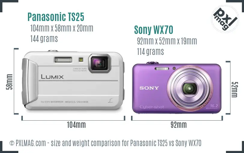 Panasonic TS25 vs Sony WX70 size comparison Panasonic TS25 vs Sony WX70 size comparison