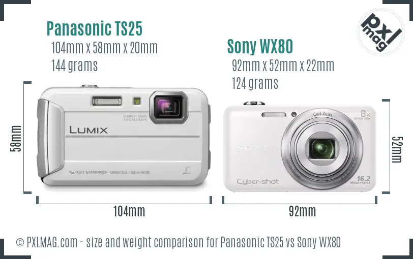 Panasonic TS25 vs Sony WX80 size comparison Panasonic TS25 vs Sony WX80 size comparison