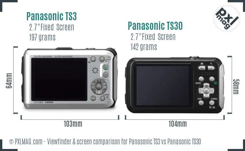 Panasonic TS3 vs Panasonic TS30 Screen and Viewfinder comparison
