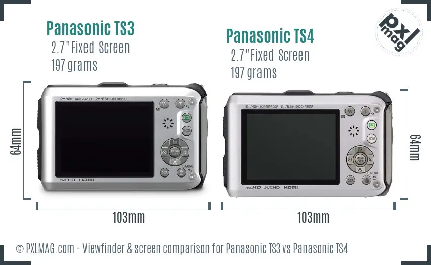 Panasonic TS3 vs Panasonic TS4 Screen and Viewfinder comparison