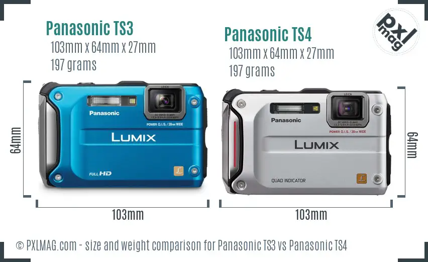 Panasonic TS3 vs Panasonic TS4 size comparison