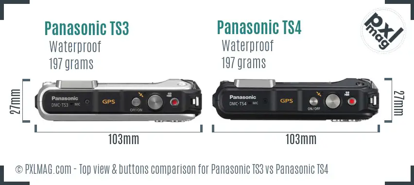 Panasonic TS3 vs Panasonic TS4 top view buttons comparison