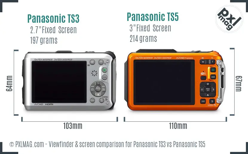 Panasonic TS3 vs Panasonic TS5 Screen and Viewfinder comparison