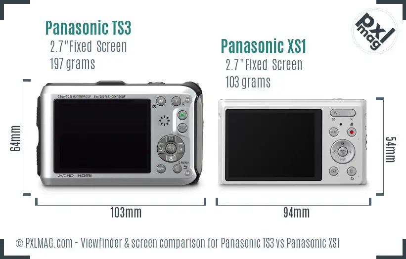 Panasonic TS3 vs Panasonic XS1 Screen and Viewfinder comparison