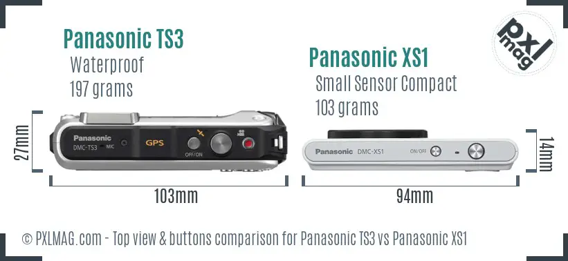 Panasonic TS3 vs Panasonic XS1 top view buttons comparison